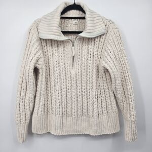 Aerie Oversized‎ Cable Knit Quarter Zip Sweater Beige Size S